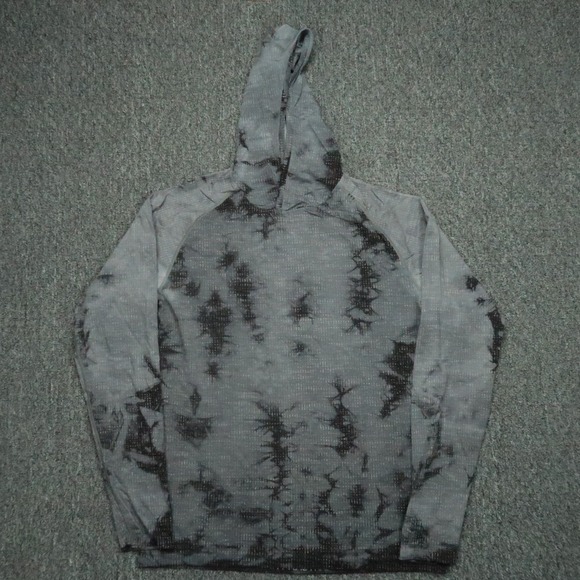 Lululemon Hoodie Mens Large Gray Black Metal Tech Pullover Marble Tie Dye